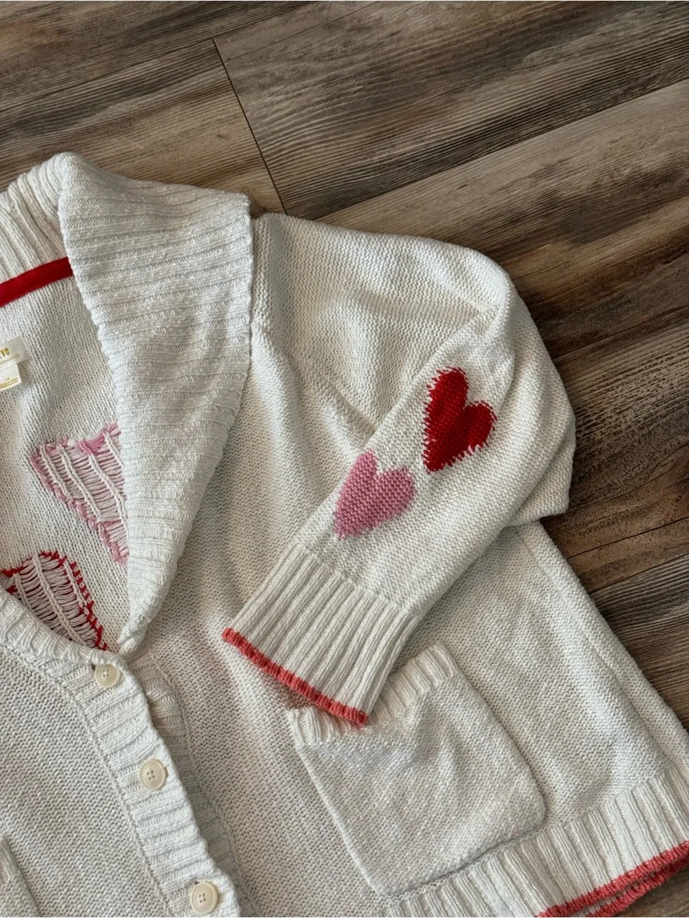 Maeve Heart Cardigan Sweater 3X Anthropologie Cream with hearts - Picture 10 of 13